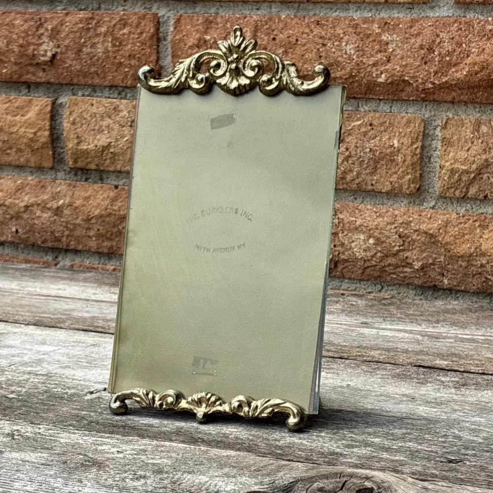 Vintage The Bucklers Inc 3x5 Brass & Enamel Picture Frame Ornate